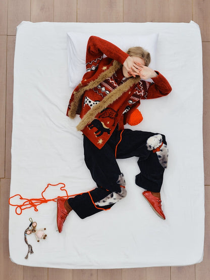 OuttheBlue Cozy Acrylic Wool Blend Korean Rectangular Unisex Animal Print Scarf