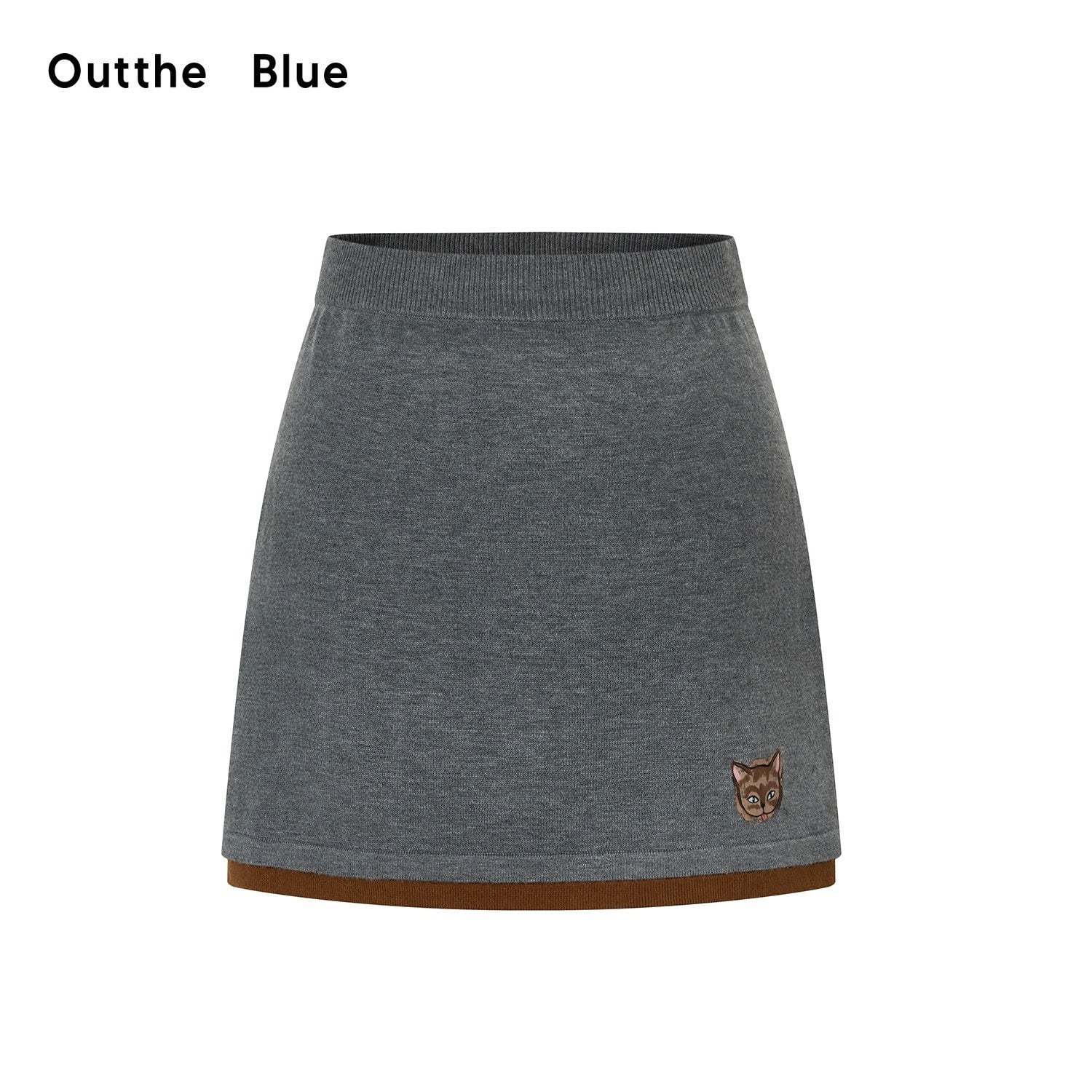 OuttheBlue Cozy Buttoned Gray Cardigan Two Piece Crewneck Long Sleeve Top &amp; Skirt Sets