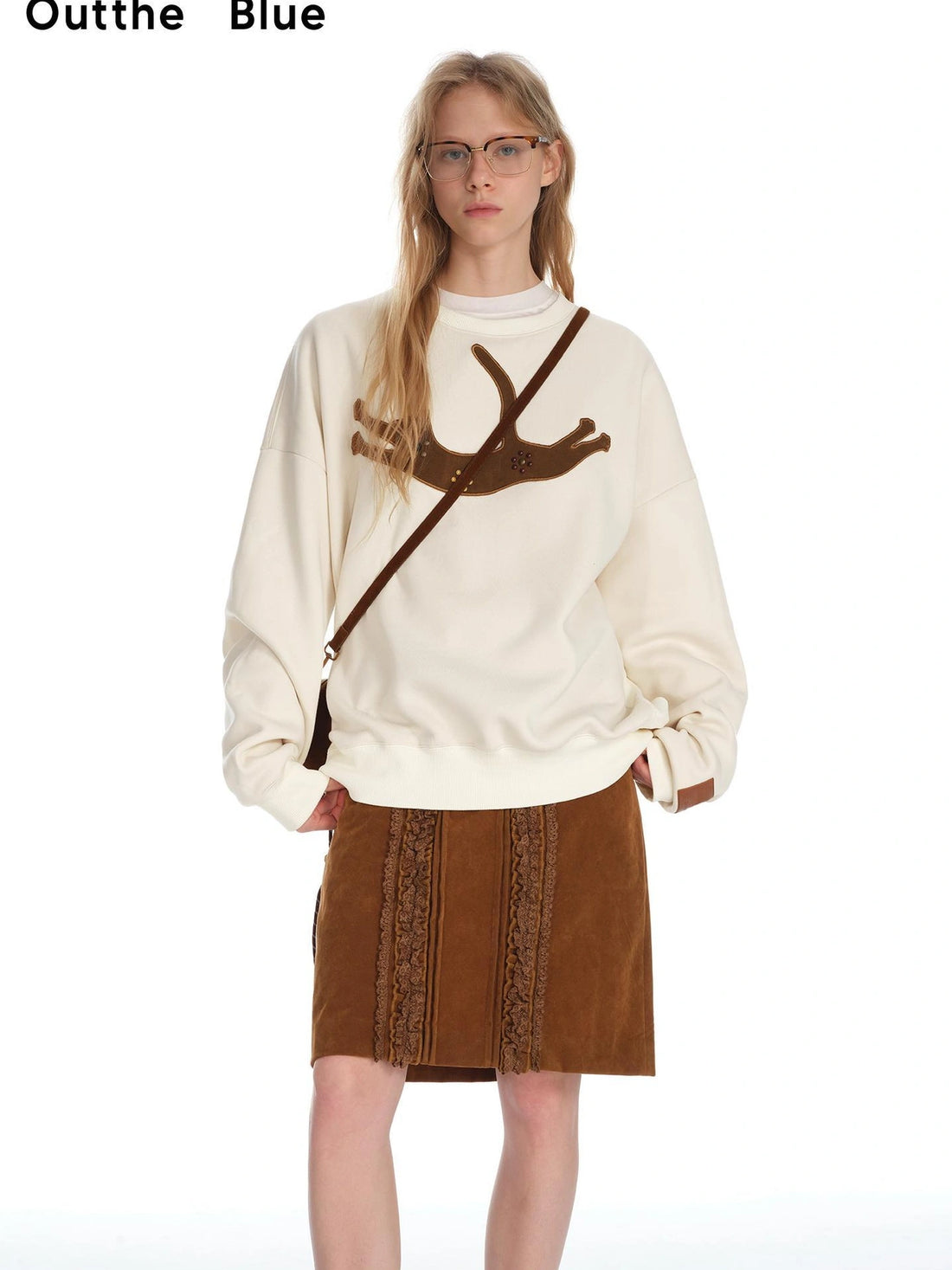 OuttheBlue Cozy Cat Floral Embroidered Sweatshirt