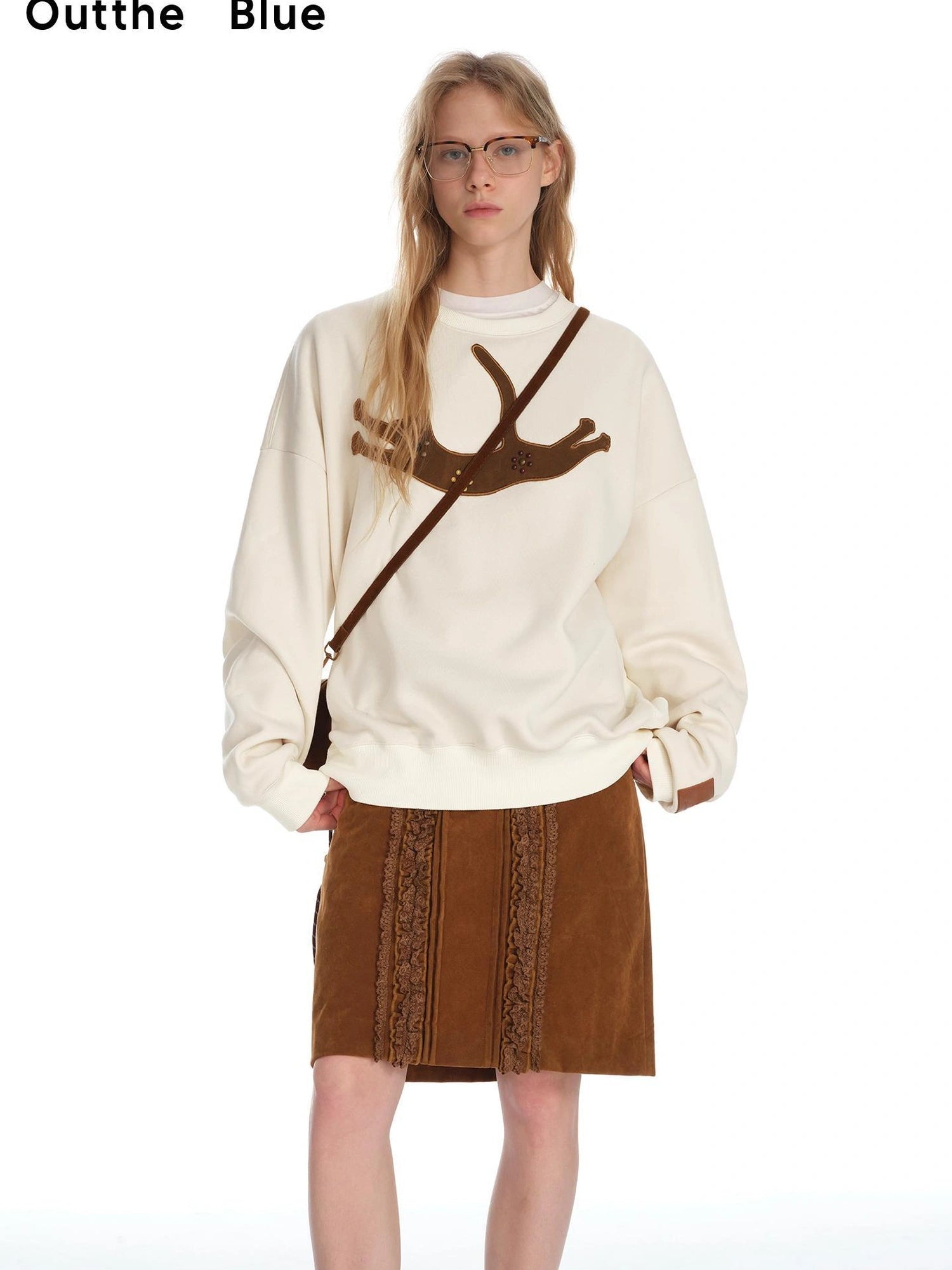 OuttheBlue Cozy Cat Floral Embroidered Sweatshirt