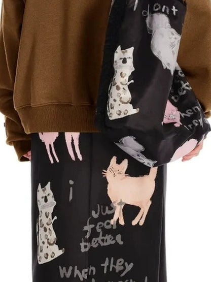 OuttheBlue Cozy Cat Floral Embroidered Sweatshirt