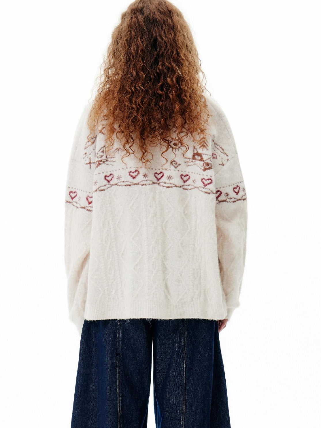 OuttheBlue Cozy Embroidered Animal Floral Loose V-neck Women Commuter Knit Cardigans