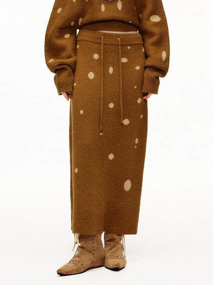 OuttheBlue Cozy High Neck Waist Cinch Casual Travel Printed Animal Two Piece Women Sweater