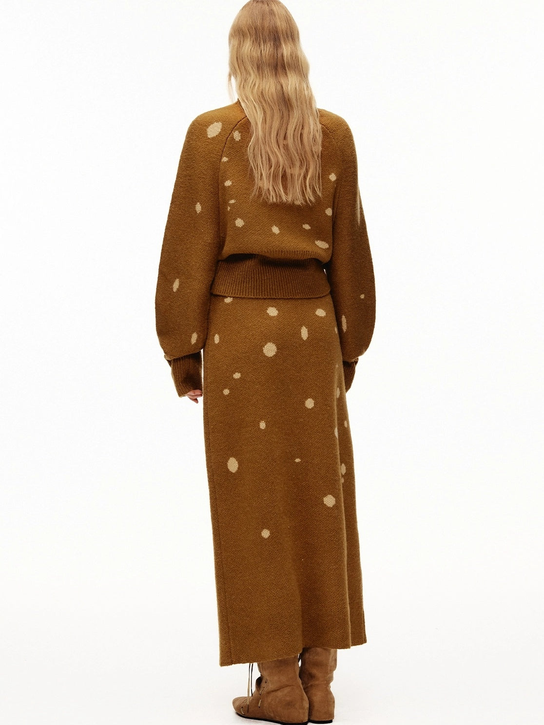 OuttheBlue Cozy High Neck Waist Cinch Casual Travel Printed Animal Two Piece Women Sweater