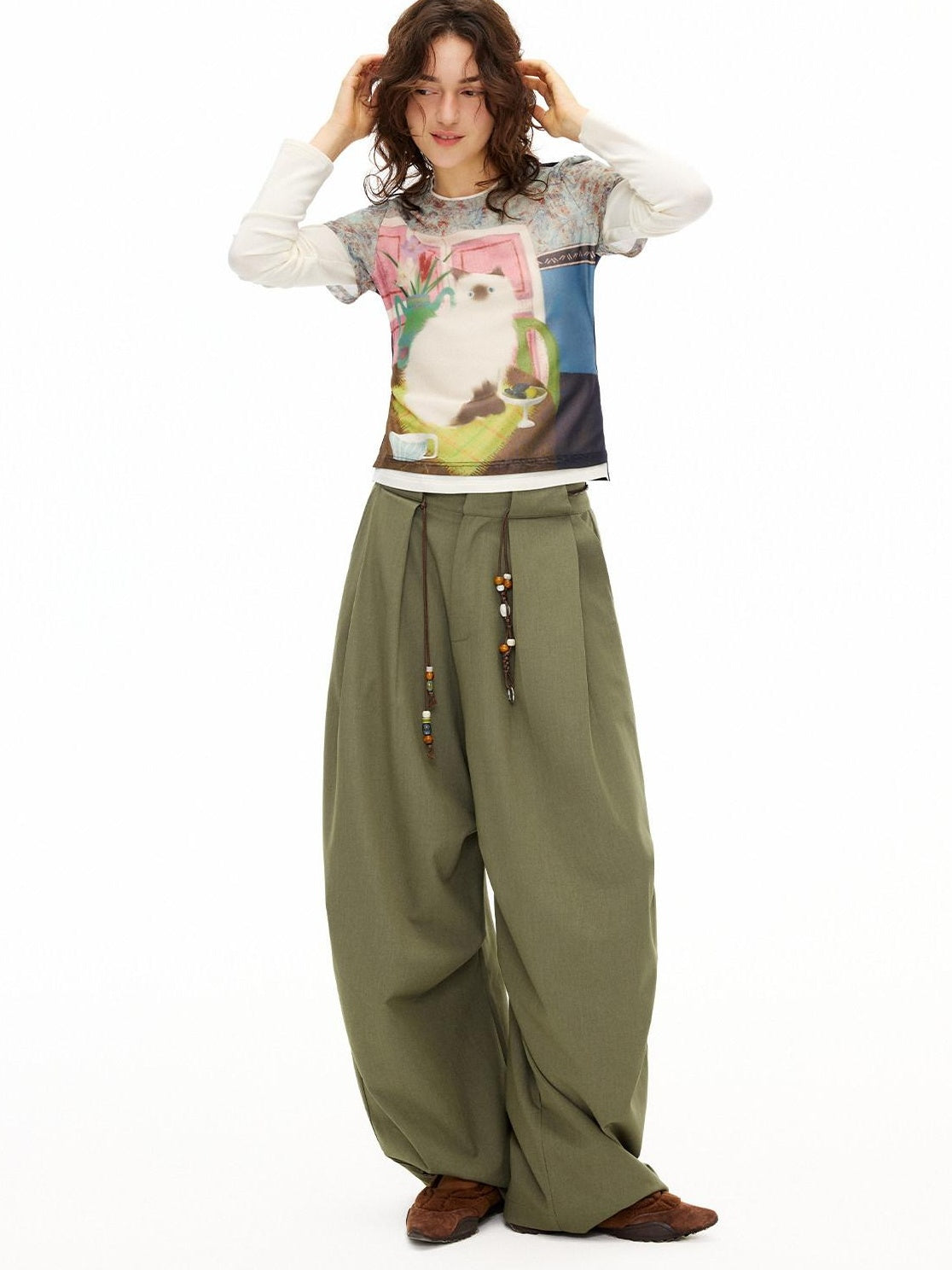 OuttheBlue Cozy Rayon Cotton Blend Animal Print Slim Fit Casual Women Long Sleeve T-Shirts