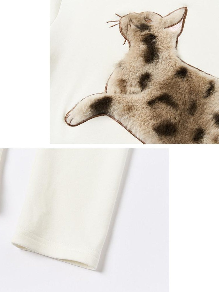OuttheBlue Cozy Viscose Long Sleeve Slim Fit Applique Mock Neck Women Animal T-Shirts