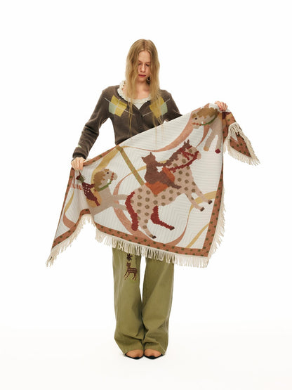 OuttheBlue Cozy Warm Rectangular Geometric Unisex Youth Leaf Orange 100 Polyester Scarf