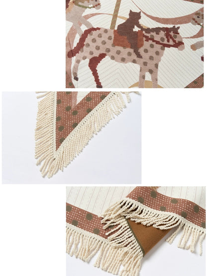 OuttheBlue Cozy Warm Rectangular Geometric Unisex Youth Leaf Orange 100 Polyester Scarf