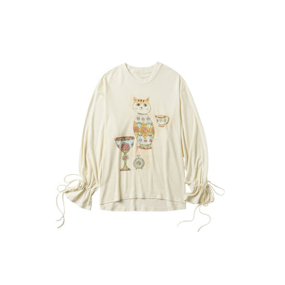 OuttheBlue Cozy Wool Acrylic Loose Fit Drop Shoulder Women Round Neck Long Sleeve T-Shirts