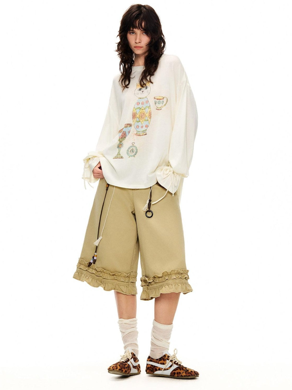 OuttheBlue Cozy Wool Acrylic Loose Fit Drop Shoulder Women Round Neck Long Sleeve T-Shirts