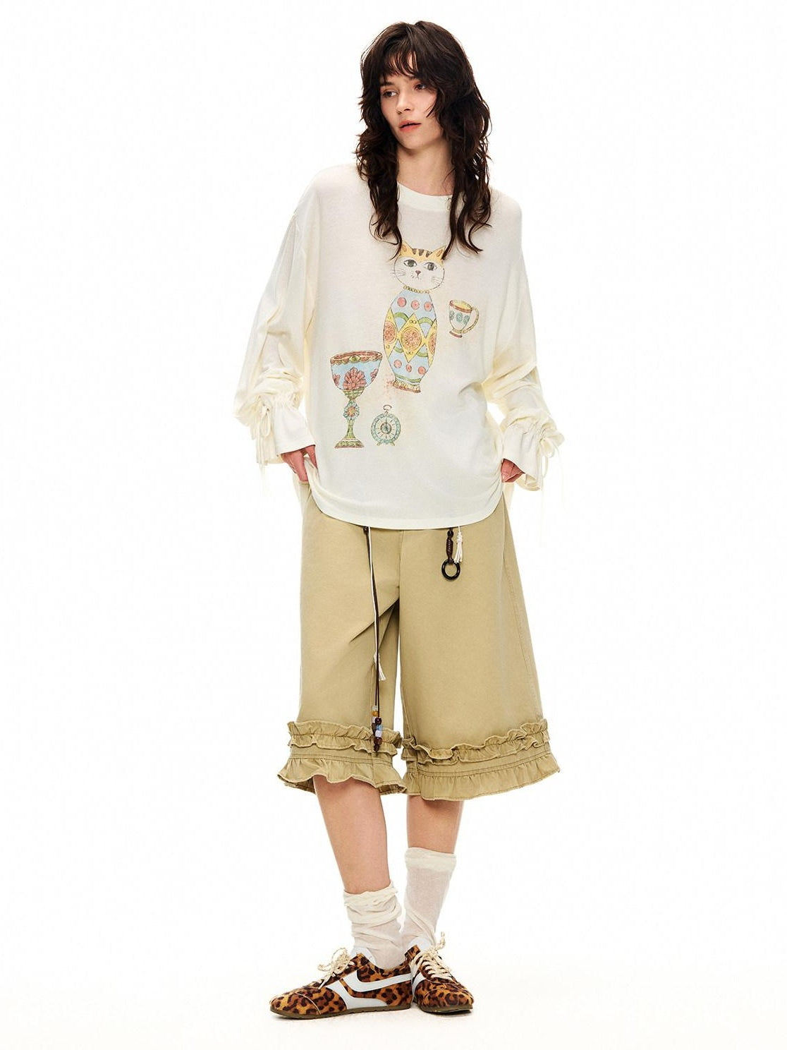 OuttheBlue Cozy Wool Acrylic Loose Fit Drop Shoulder Women Round Neck Long Sleeve T-Shirts