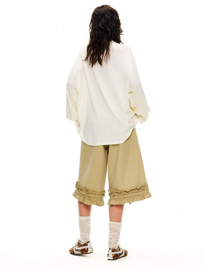 OuttheBlue Cozy Wool Acrylic Loose Fit Drop Shoulder Women Round Neck Long Sleeve T-Shirts