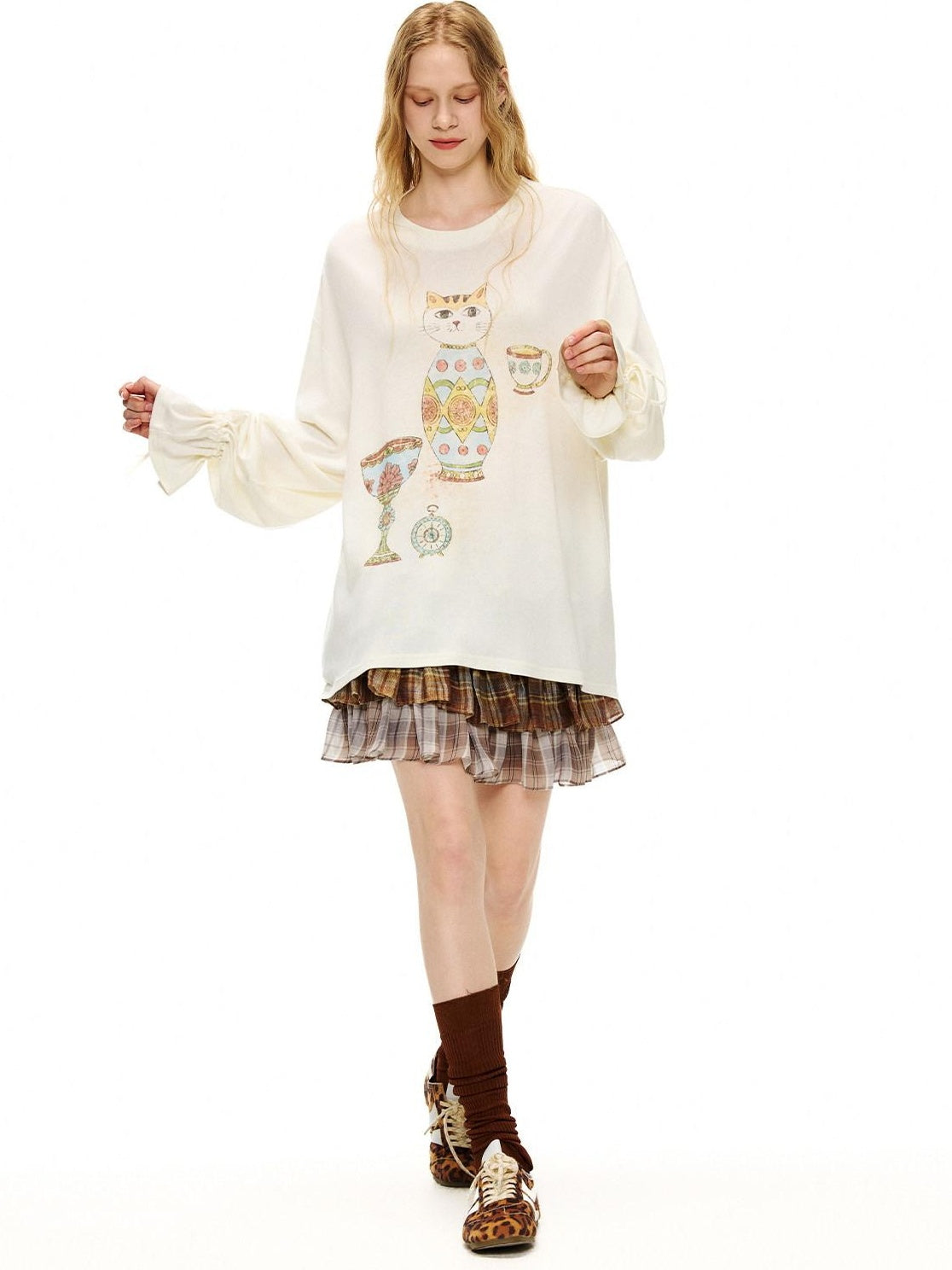 OuttheBlue Cozy Wool Acrylic Loose Fit Drop Shoulder Women Round Neck Long Sleeve T-Shirts