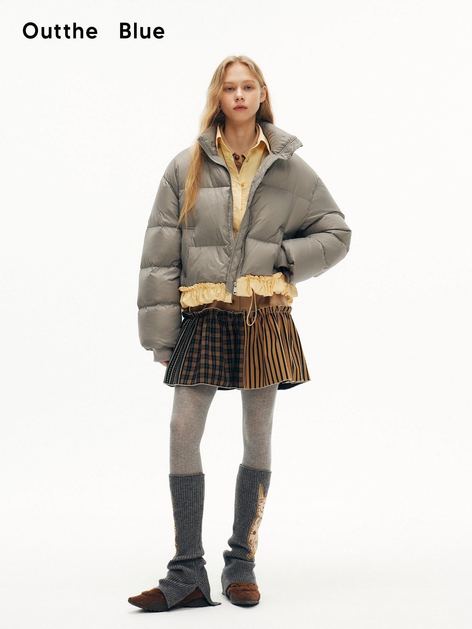OuttheBlue Cozy Wool Blend Plaid A Line Dress Women Beige Camel Plaid Casual Mini Dresses