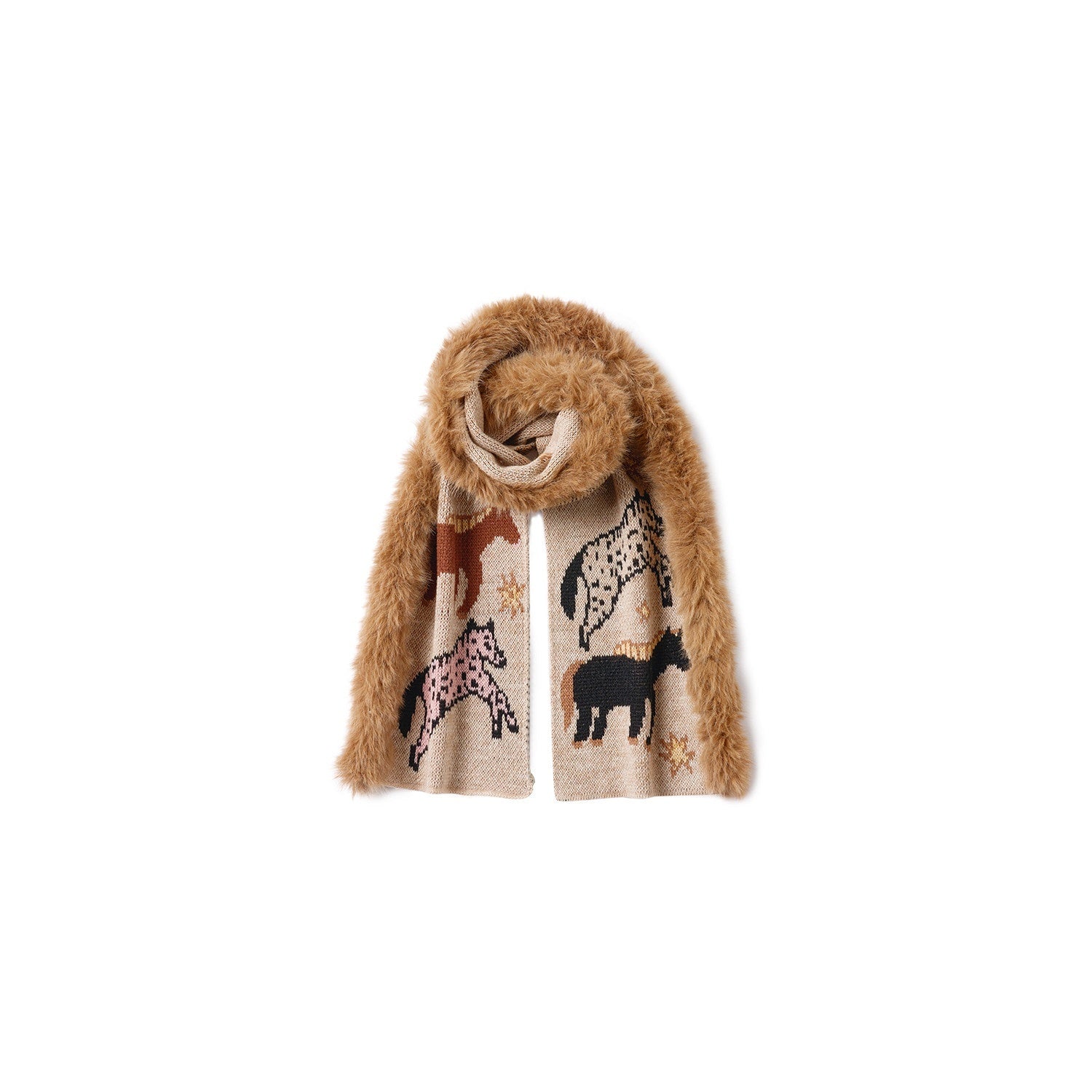 OuttheBlue Cozy Wool Blend Warm Neck Warmer Korean Style Unisex Animal Print Scarves