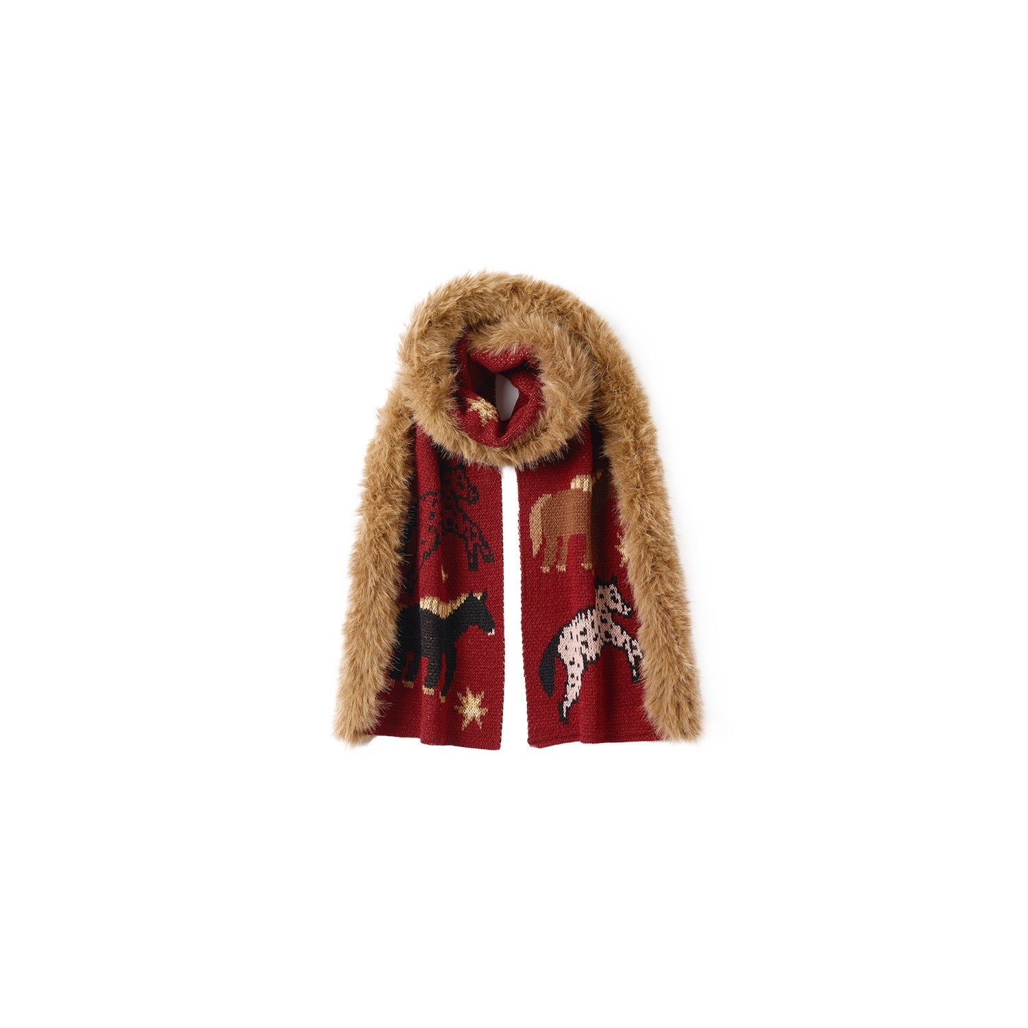 OuttheBlue Cozy Wool Blend Warm Neck Warmer Korean Style Unisex Animal Print Scarves
