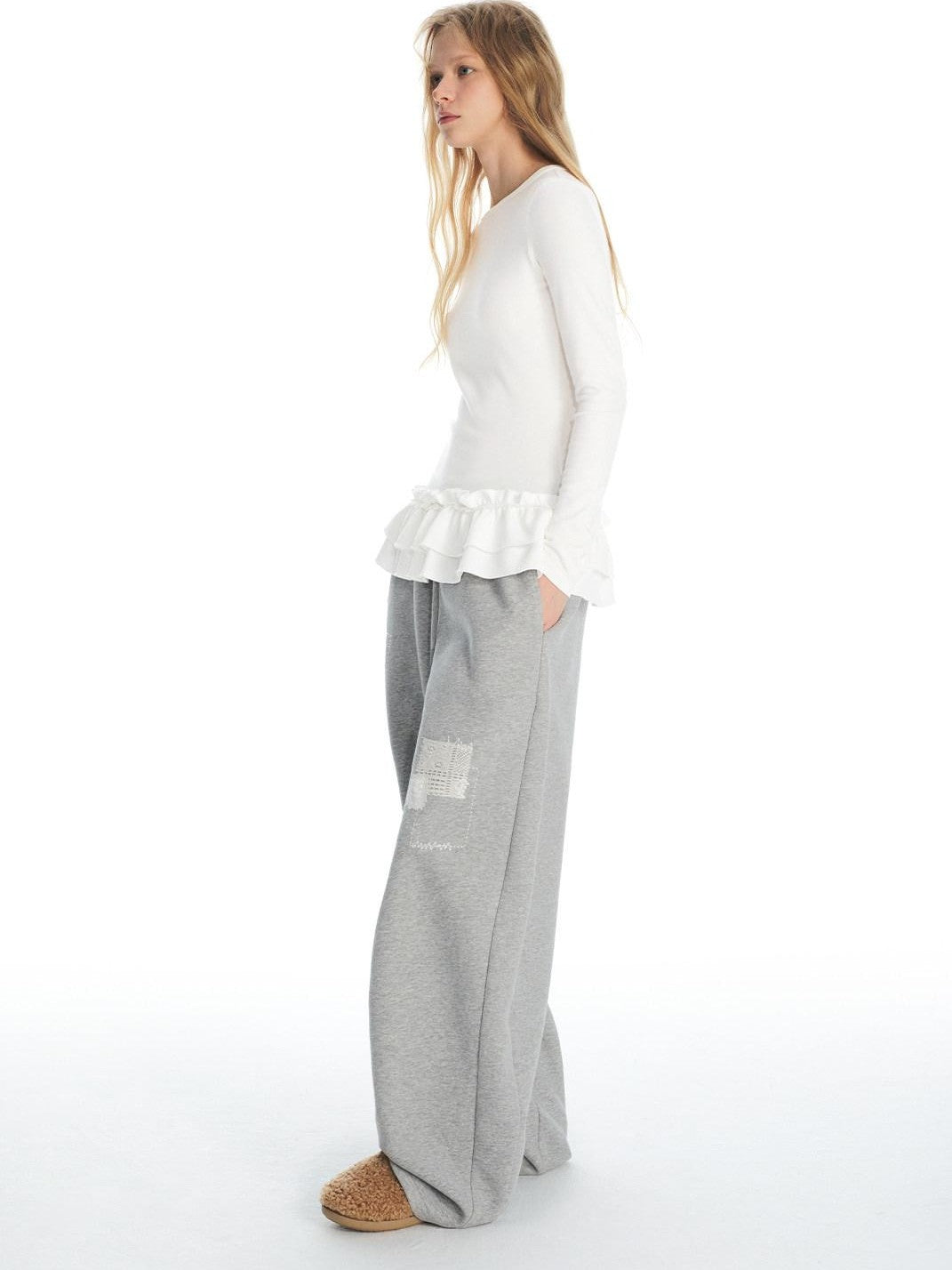 OuttheBlue Crochet Shirred Ruffle Women&