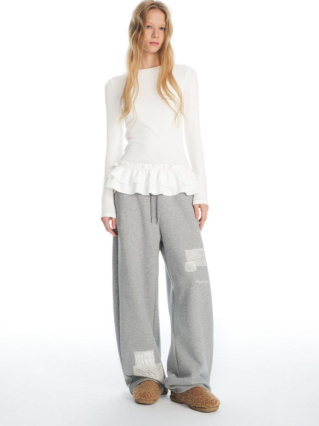 OuttheBlue Crochet Shirred Ruffle Women&