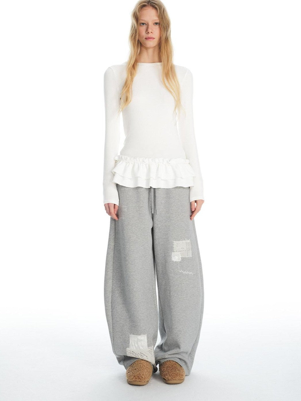 OuttheBlue Crochet Shirred Ruffle Women&