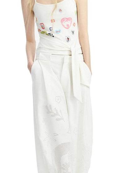 OuttheBlue Crushed Rainbow Heart Print Tie Strap Women&