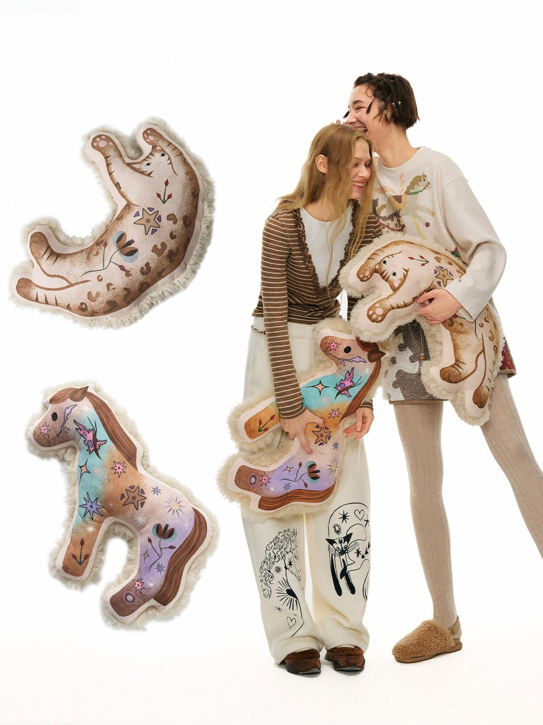 OuttheBlue Cute Cartoon C Shaped Printed Polyester Neck Pillow Home Office Bedroom Jewelry