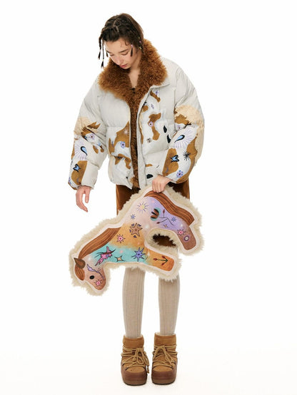 OuttheBlue Cute Cartoon C Shaped Printed Polyester Neck Pillow Home Office Bedroom Jewelry
