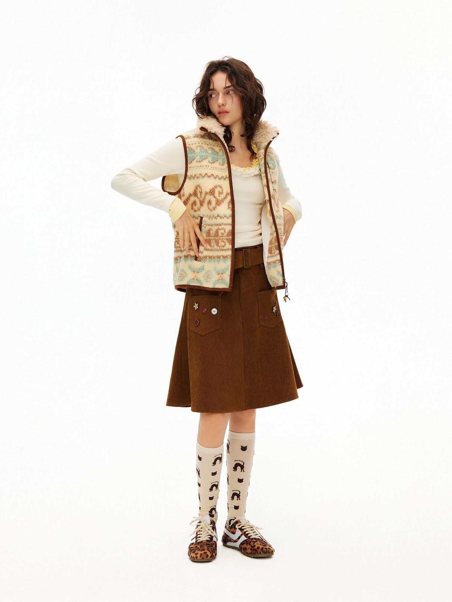 OuttheBlue Cute Cartoon Cat Print Unique Personality Style Women Cotton Blend Socks