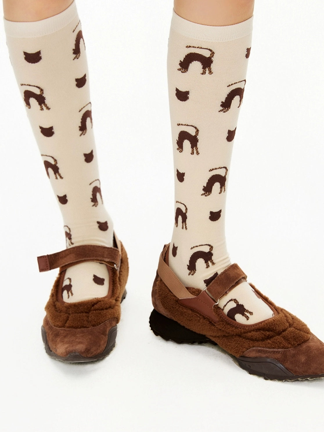 OuttheBlue Cute Cartoon Cat Print Unique Personality Style Women Cotton Blend Socks