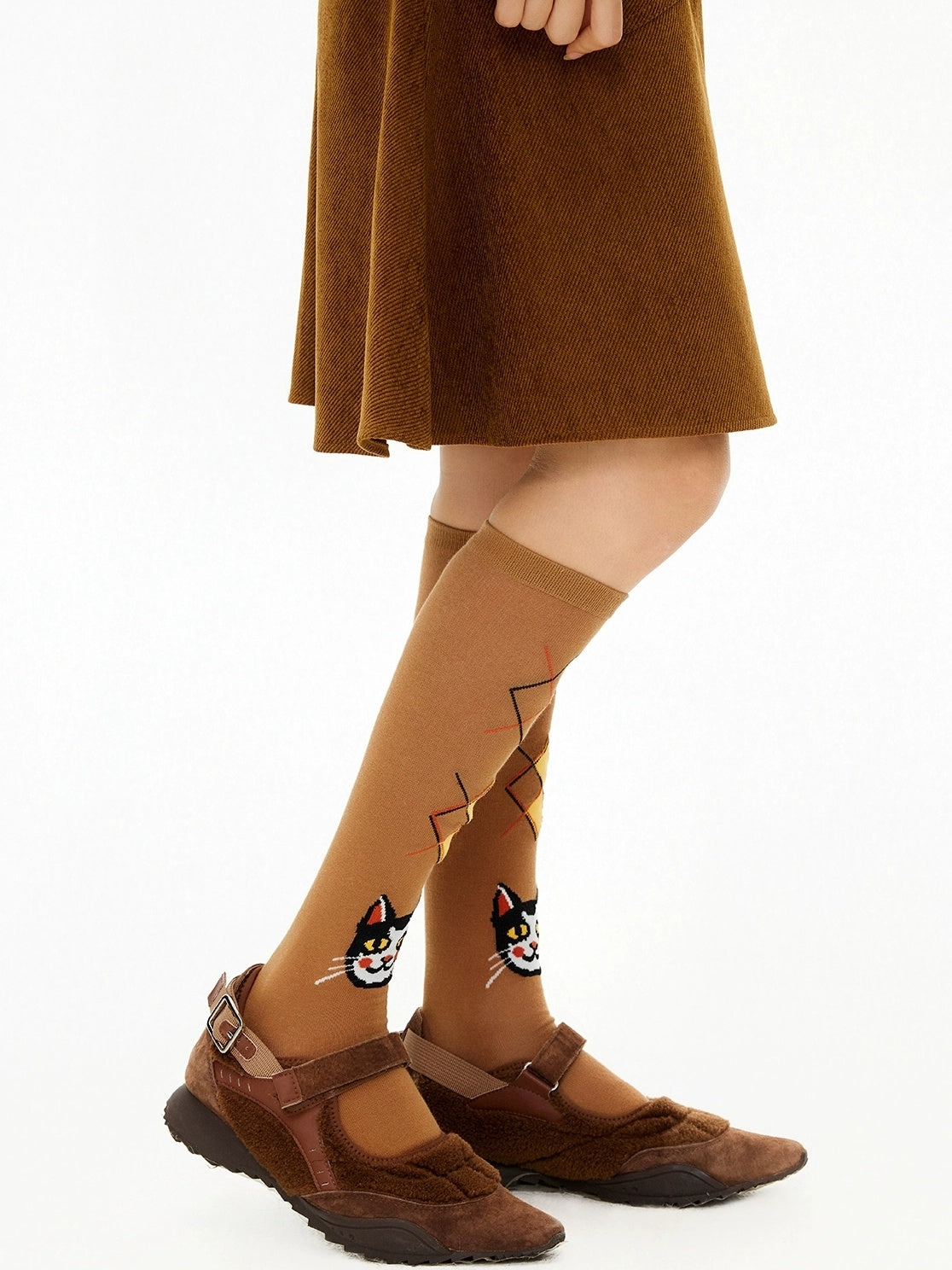 OuttheBlue Cute Cartoon Cat Print Unique Personality Style Women Cotton Blend Socks