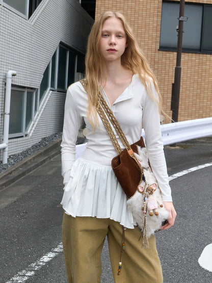 Embroidered Faux Fur Tote Bag