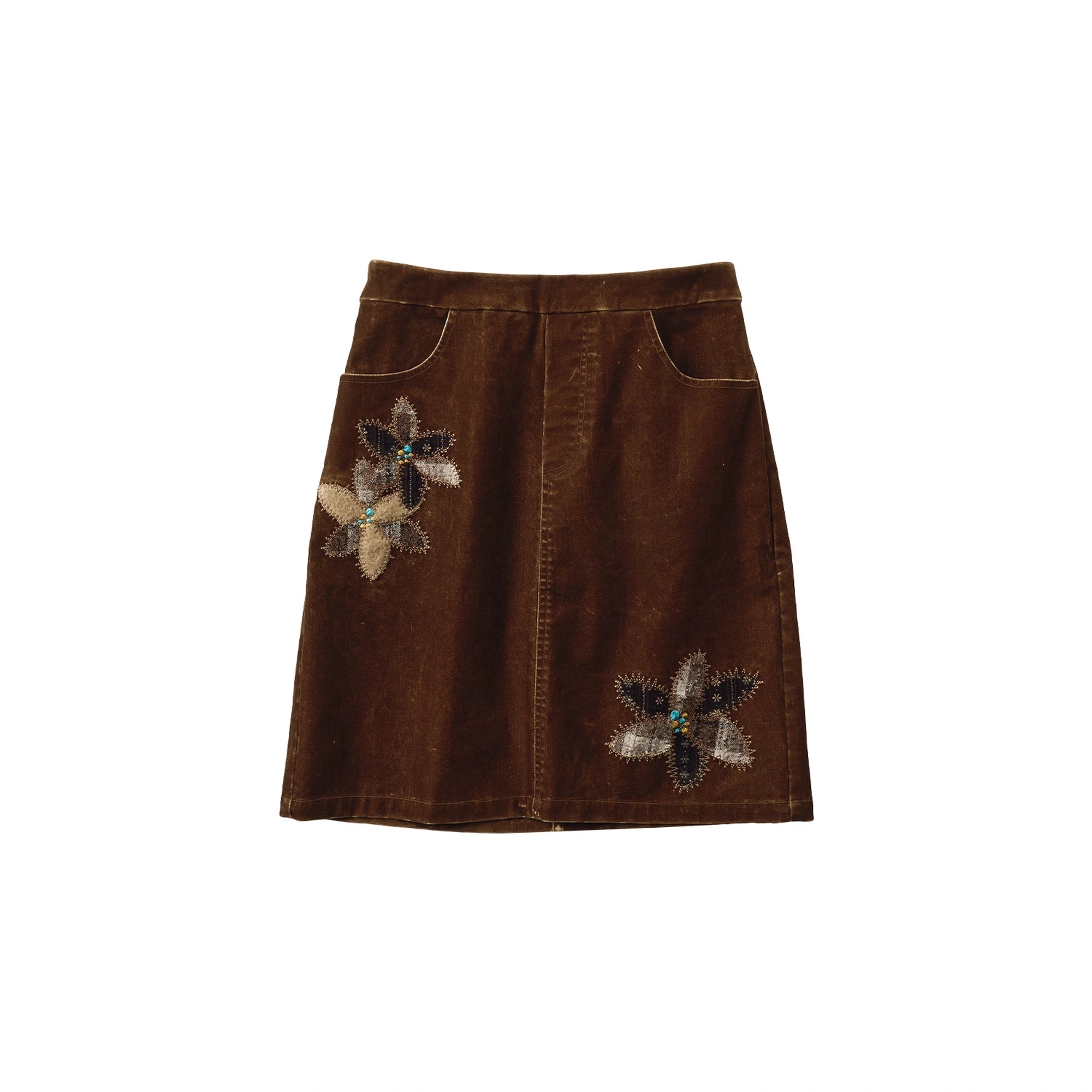 OuttheBlue_Denim_Velvet_Floral_Applique_Midi_Skirt_MISSTT
