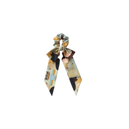 OuttheBlue Elegant Vintage Satin Bow Scrunchie For Women Chic Bow Hair Accessories