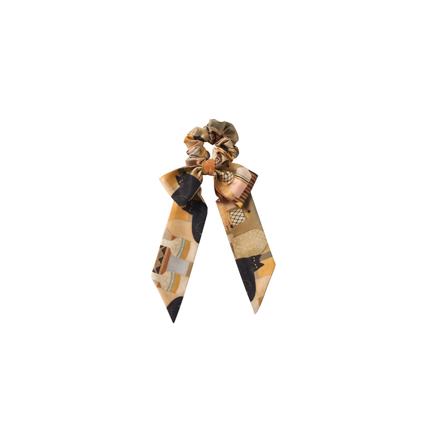 OuttheBlue Elegant Vintage Satin Bow Scrunchie For Women Chic Bow Hair Accessories