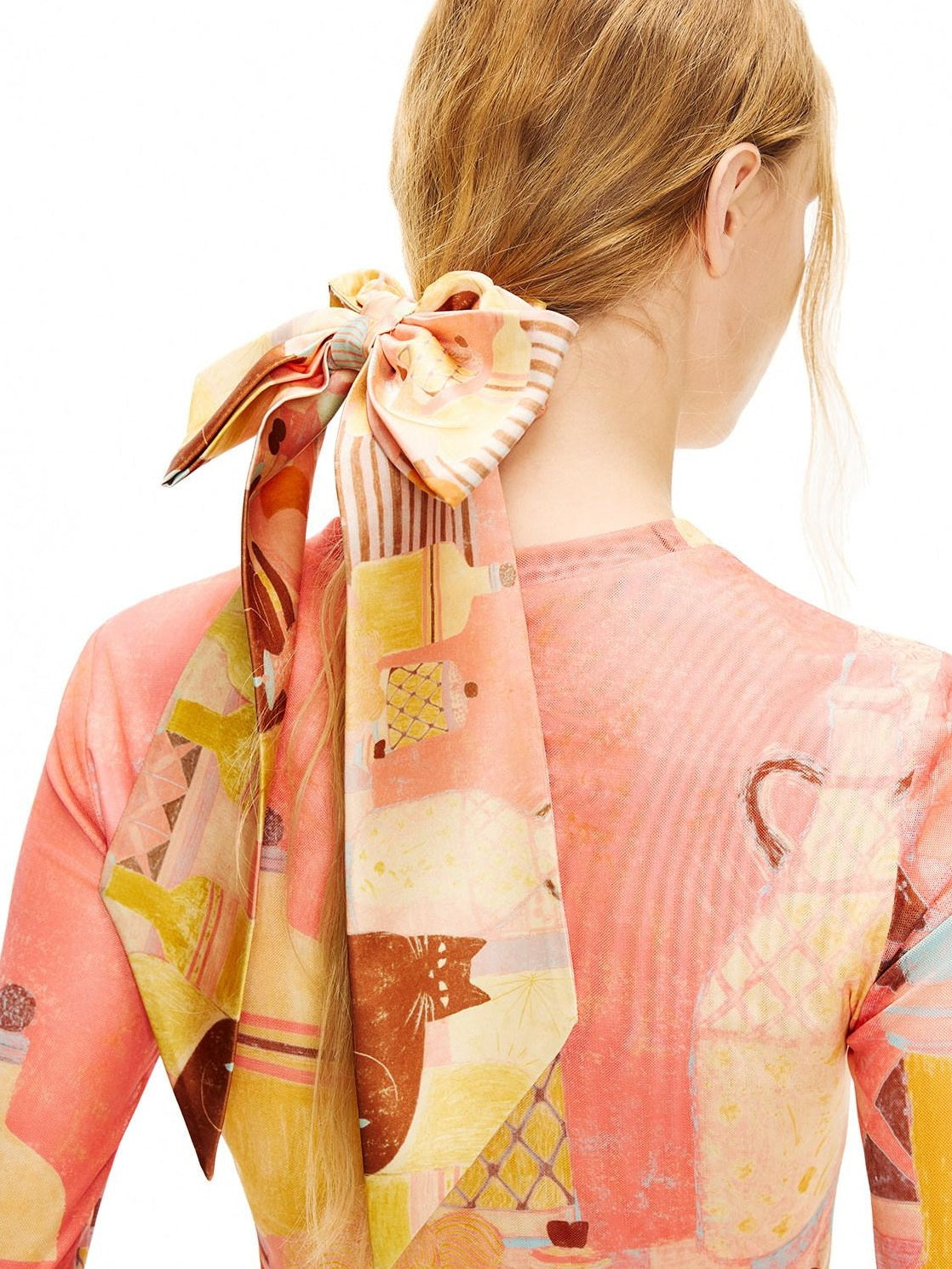 OuttheBlue Elegant Vintage Satin Bow Scrunchie For Women Chic Bow Hair Accessories