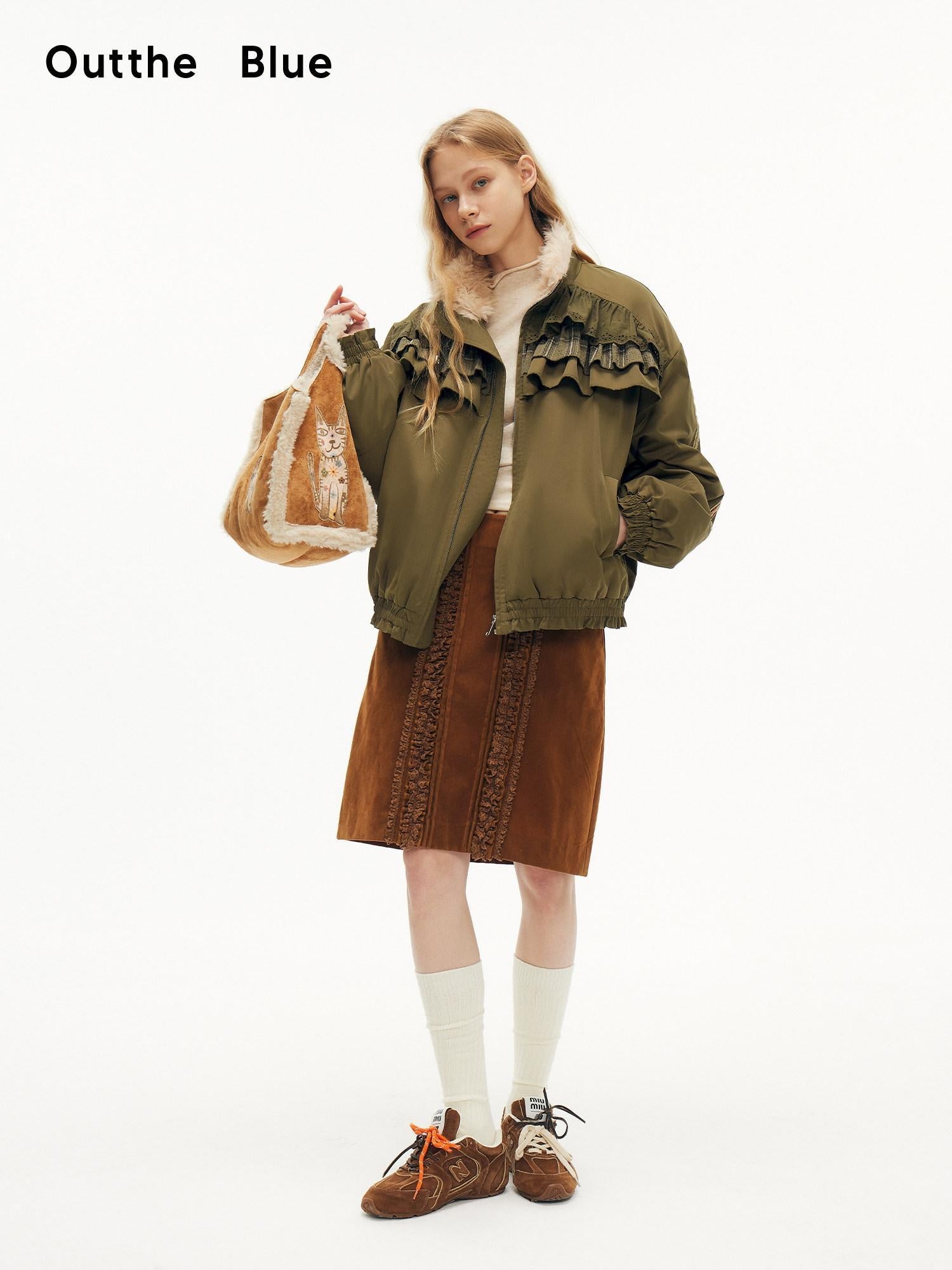 OuttheBlue Embroidered Animal Original Small Square Youth Polyester Honey Brown Tote Bags