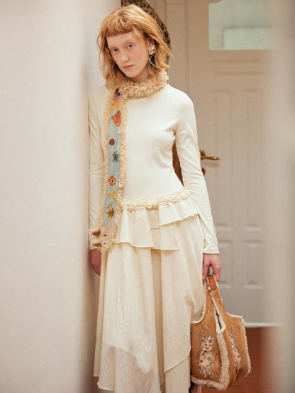 OuttheBlue Embroidered Animal Original Small Square Youth Polyester Honey Brown Tote Bags