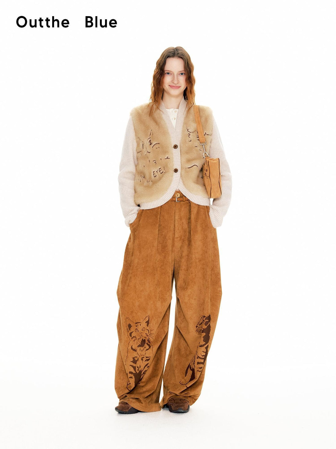 OuttheBlue Embroidered Animal Plush Knit Texture Women&