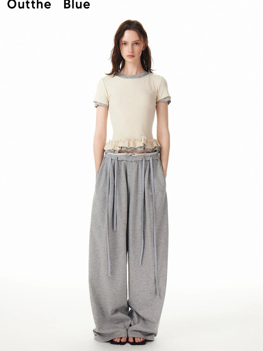 OuttheBlue Embroidered Cat Print Wide Leg Jumpsuit