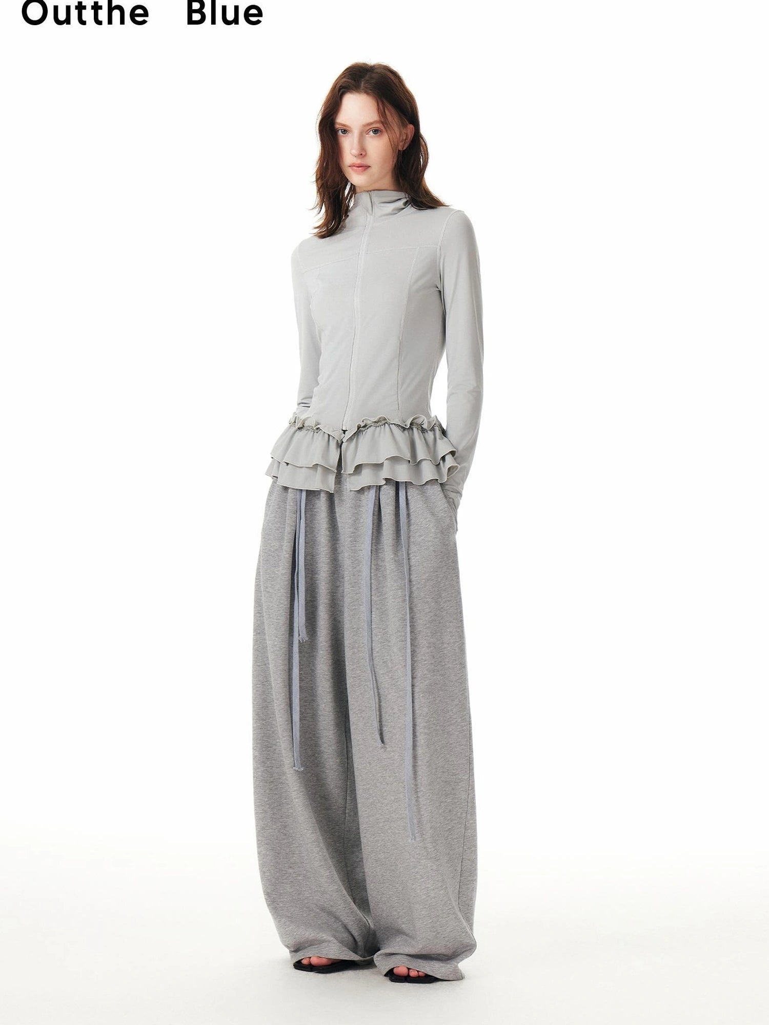 OuttheBlue Embroidered Cat Print Wide Leg Jumpsuit