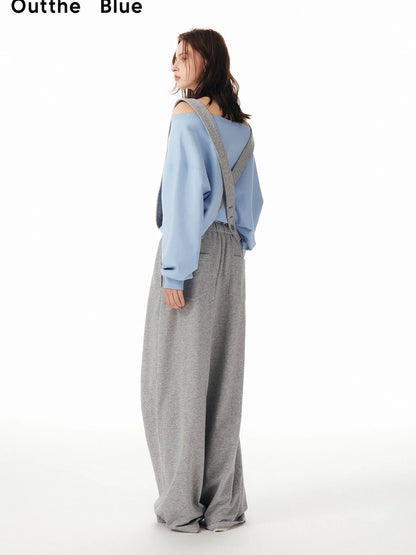 OuttheBlue Embroidered Cat Print Wide Leg Jumpsuit