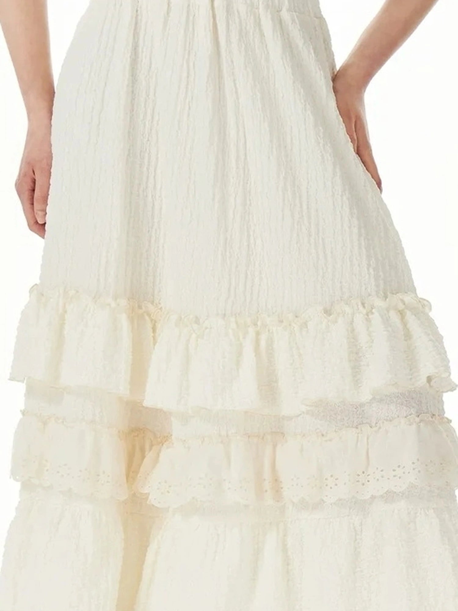 OuttheBlue Embroidered Checkered Tulle Bubble Skirt