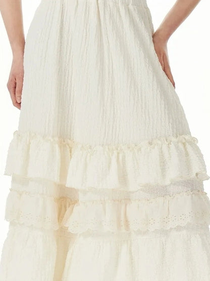 OuttheBlue Embroidered Checkered Tulle Bubble Skirt