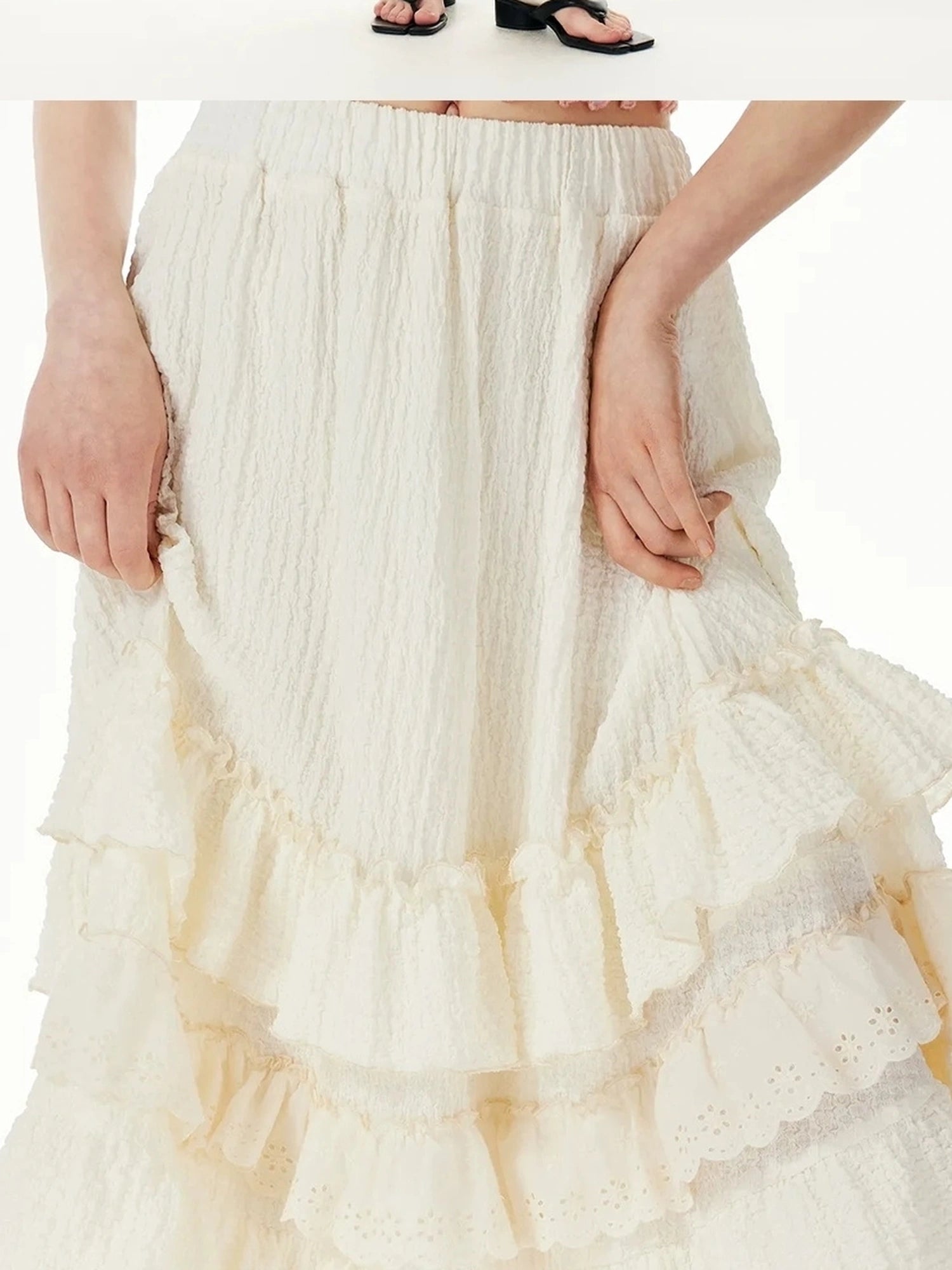 OuttheBlue Embroidered Checkered Tulle Bubble Skirt