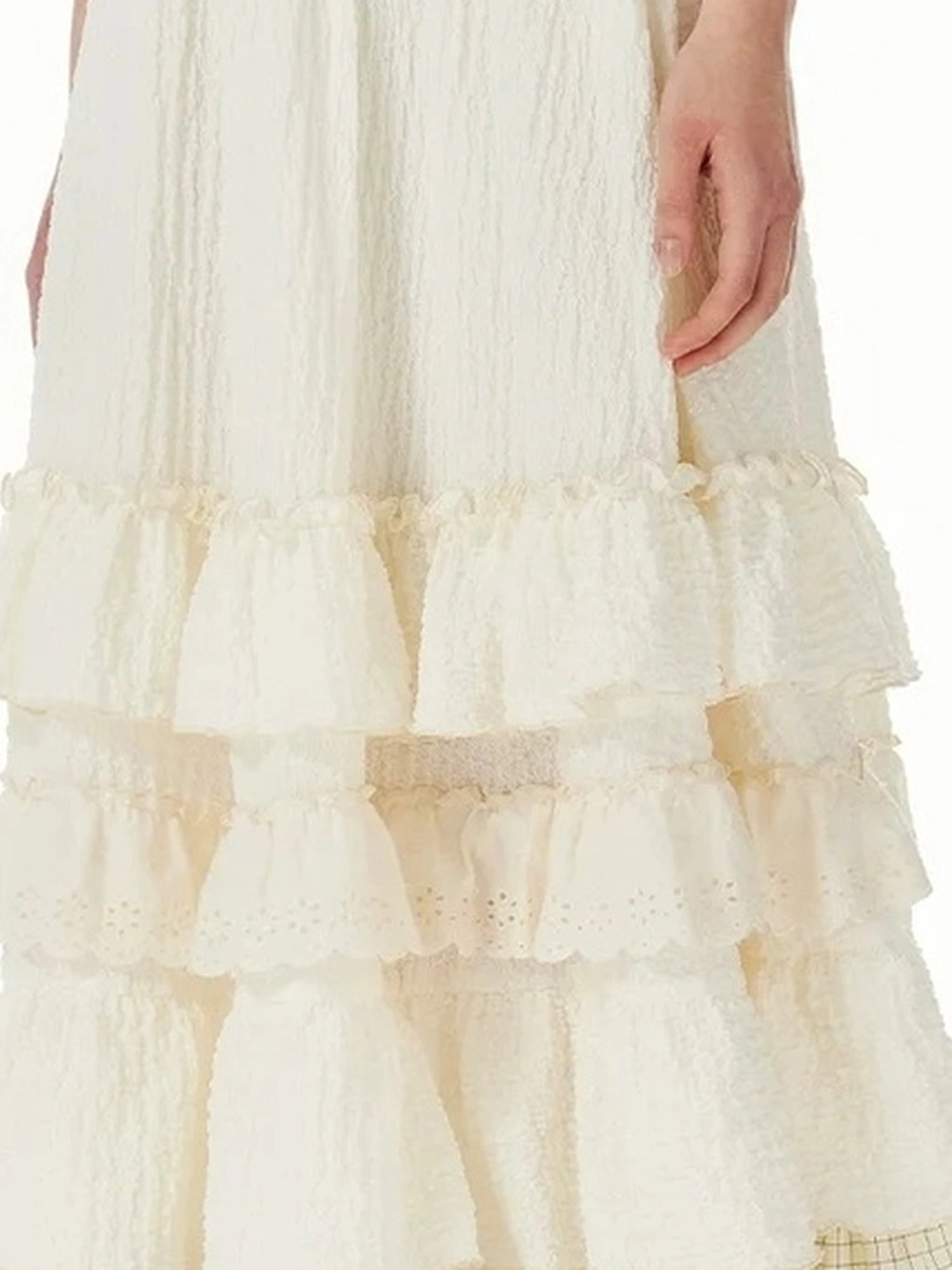 OuttheBlue Embroidered Checkered Tulle Bubble Skirt