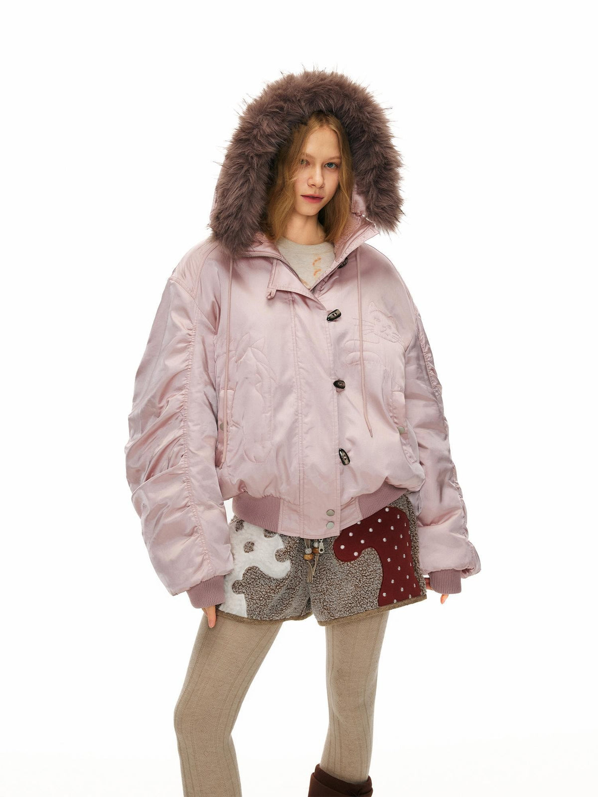 OuttheBlue Embroidered Hooded Loose Fit Women&