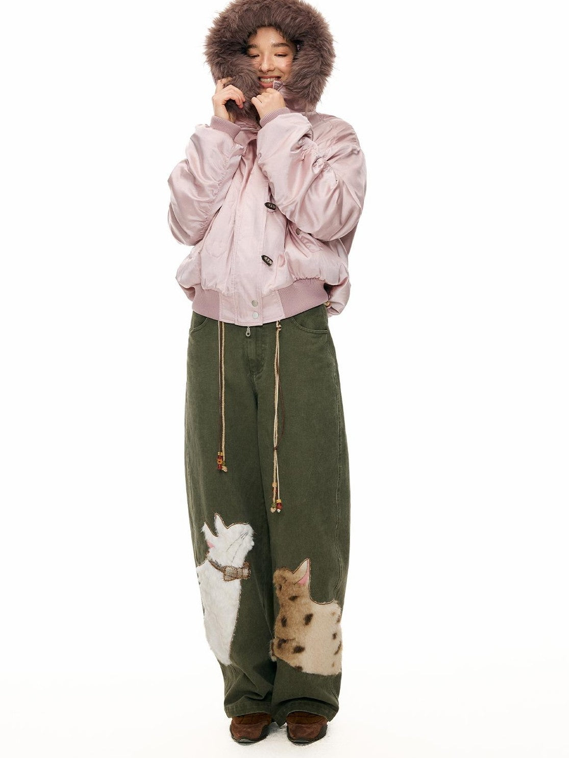 OuttheBlue Embroidered Hooded Loose Fit Women&