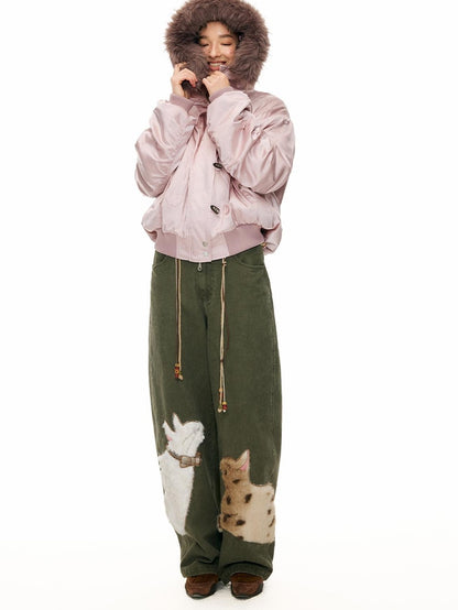 OuttheBlue Embroidered Hooded Loose Fit Women&