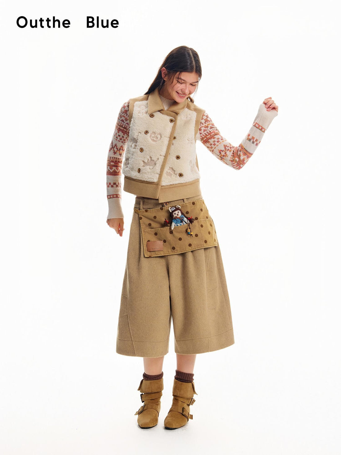 OuttheBlue Fair Isle Heart Jacquard Slim Fit Women&