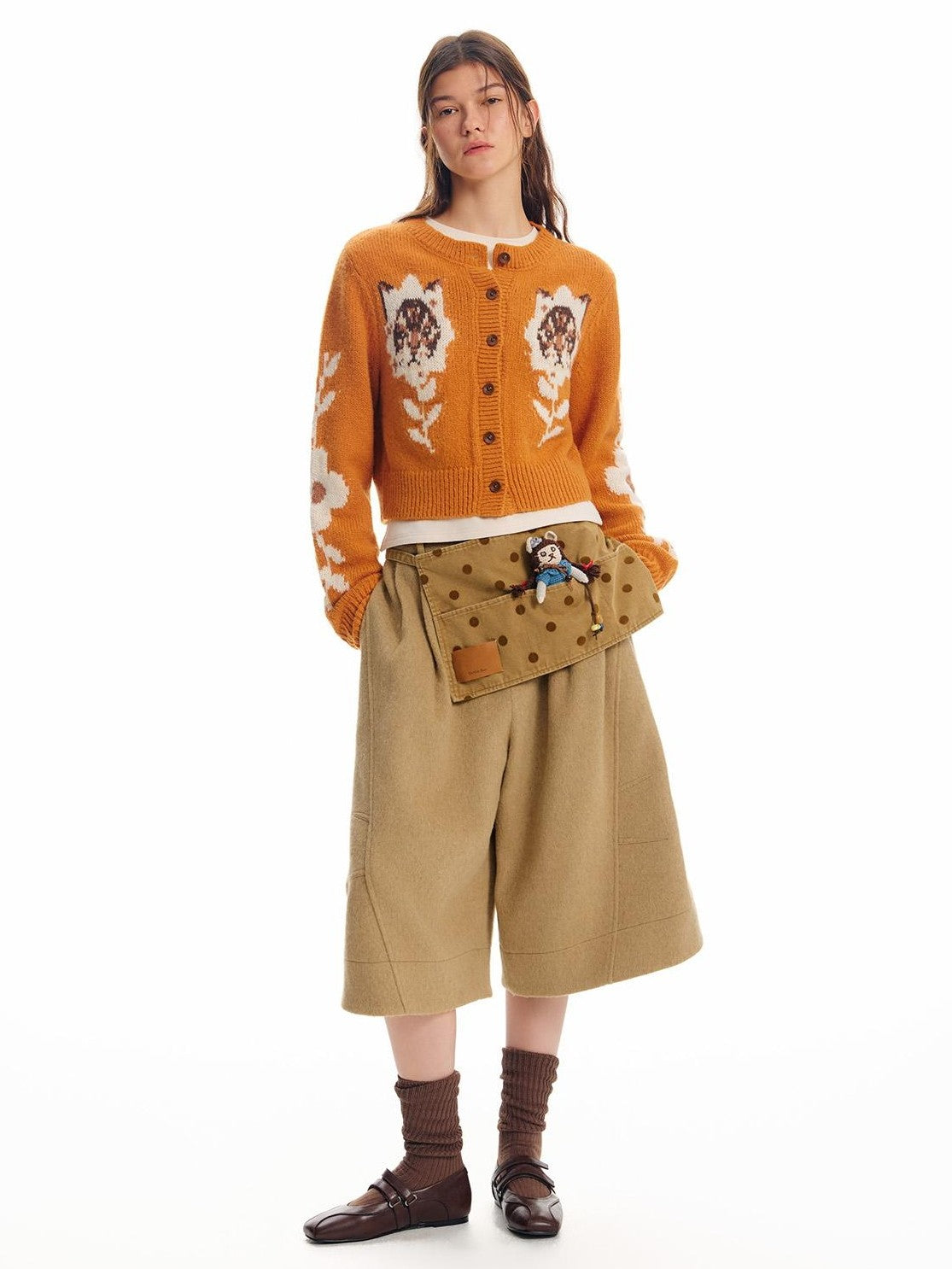 OuttheBlue Floral Cat Jacquard Retro Women&