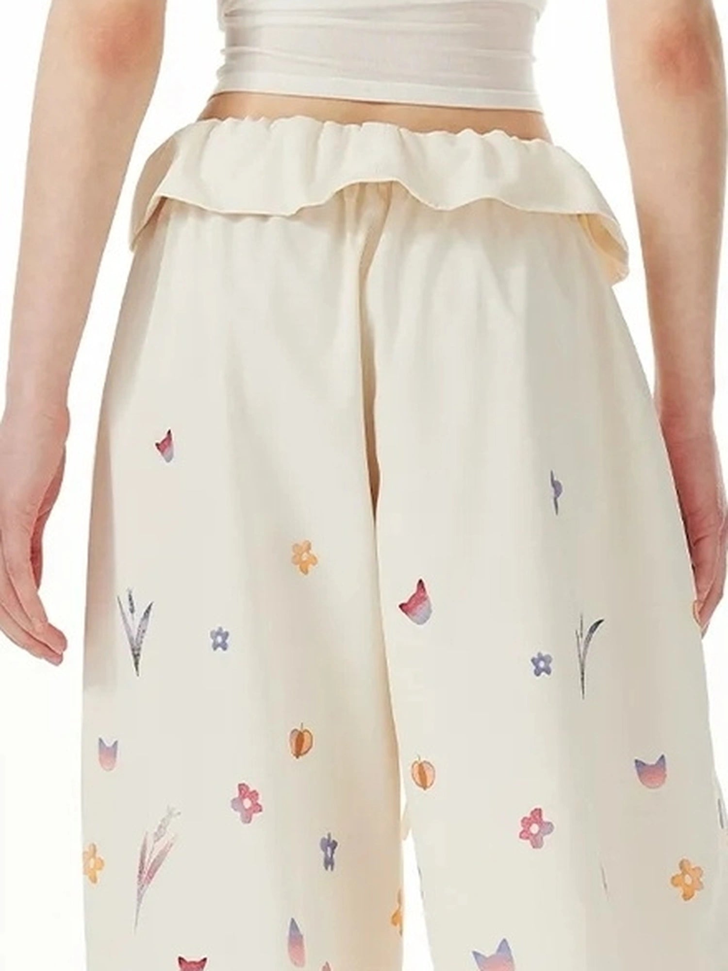 OuttheBlue Floral Print Tapered Trousers With Drawstring Waist